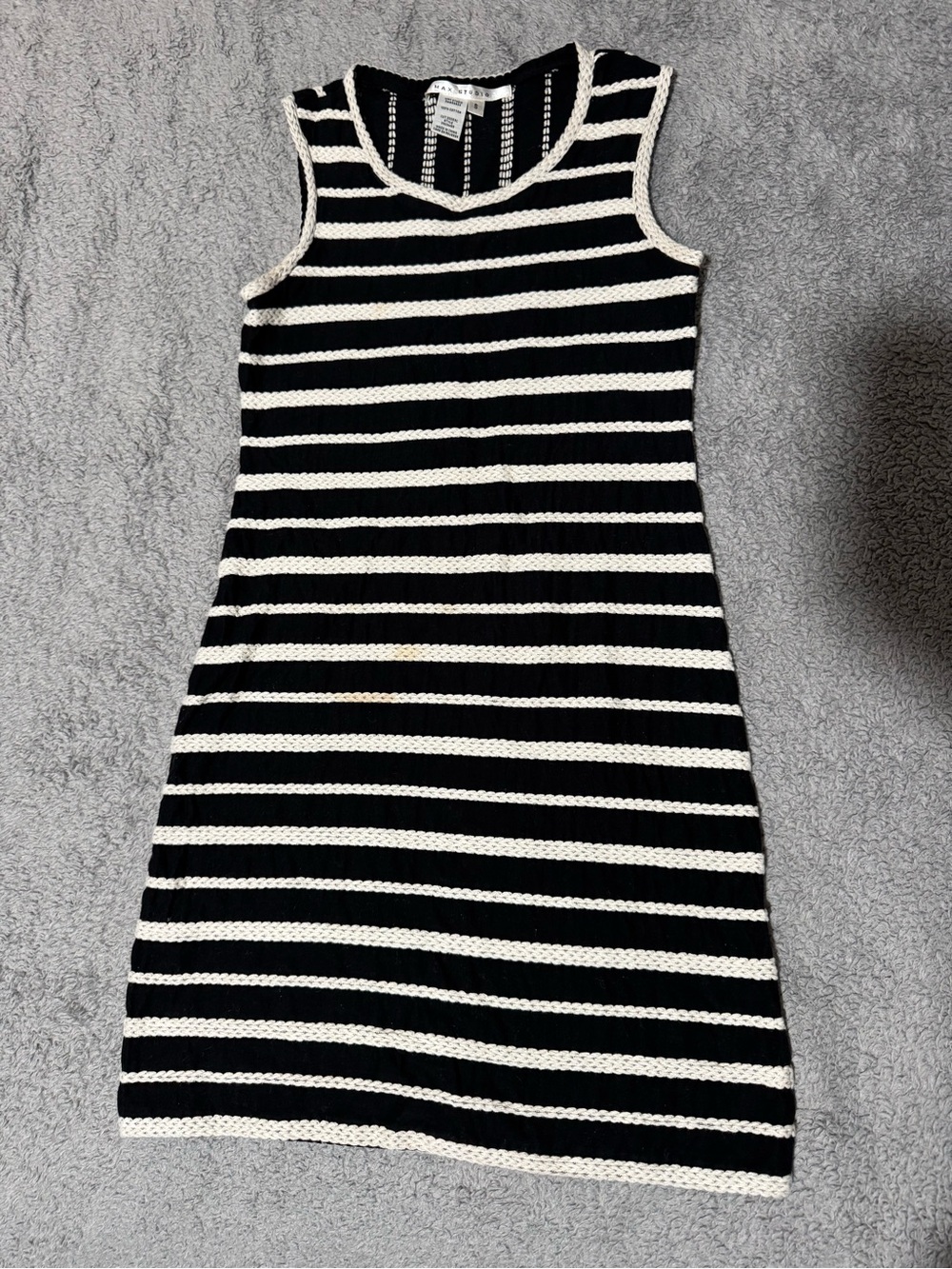 Max Studio Black and White Striped Knit Mini Dress